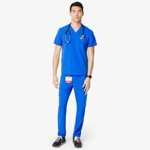 FIGS Men's Royal Blue Scrubs Set – Leon Top and Cairo Pants